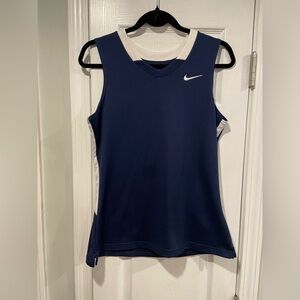 Nike Size M Dri Fit Navy Blue White Team Basketball Womens Sleeveless Jersey Top